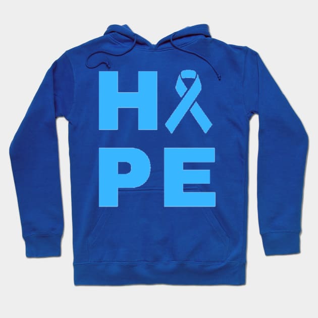 Hope Awareness Ribbon (Light Blue) Hoodie by CaitlynConnor